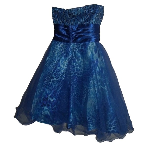 Deb Dress Vintage y2k Blue Leopard Print Tulle Sequin Gem Trashy Club Mini Tutu - Picture 8 of 16